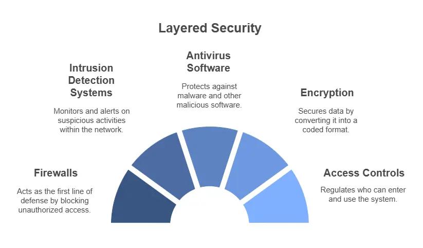 Layered cybersecurity controls protecting a Perth business network