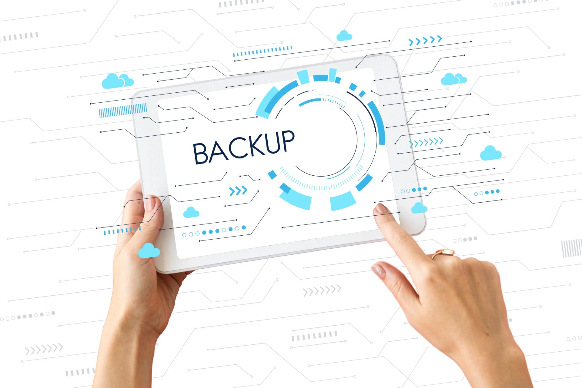 Cloud backup and data recovery network illustration